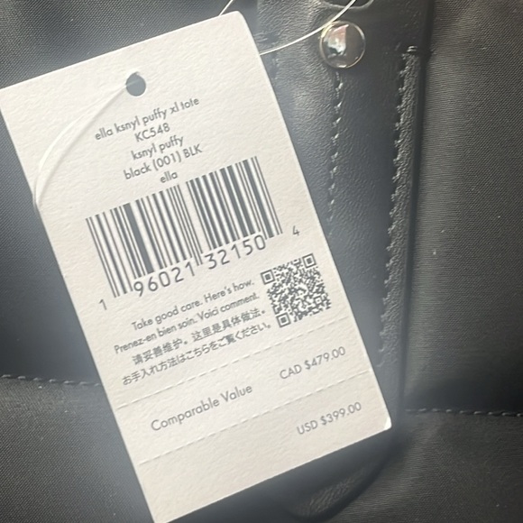 ♠️kate spade Ella Nylon Puffy Quilted Extra Large XL Tote Bag, Black NWT - Picture 14 of 15